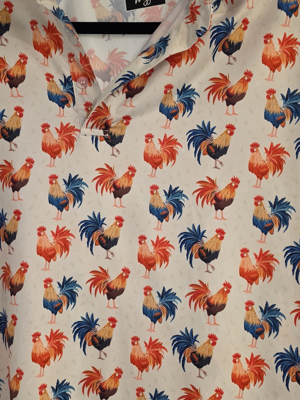 Men's Rooster-Print Short Sleeve Golf Shirt